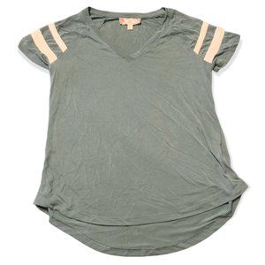 PINK ROSE | Women's | Moss Green V-Neck Shirt | Modal Blend | S